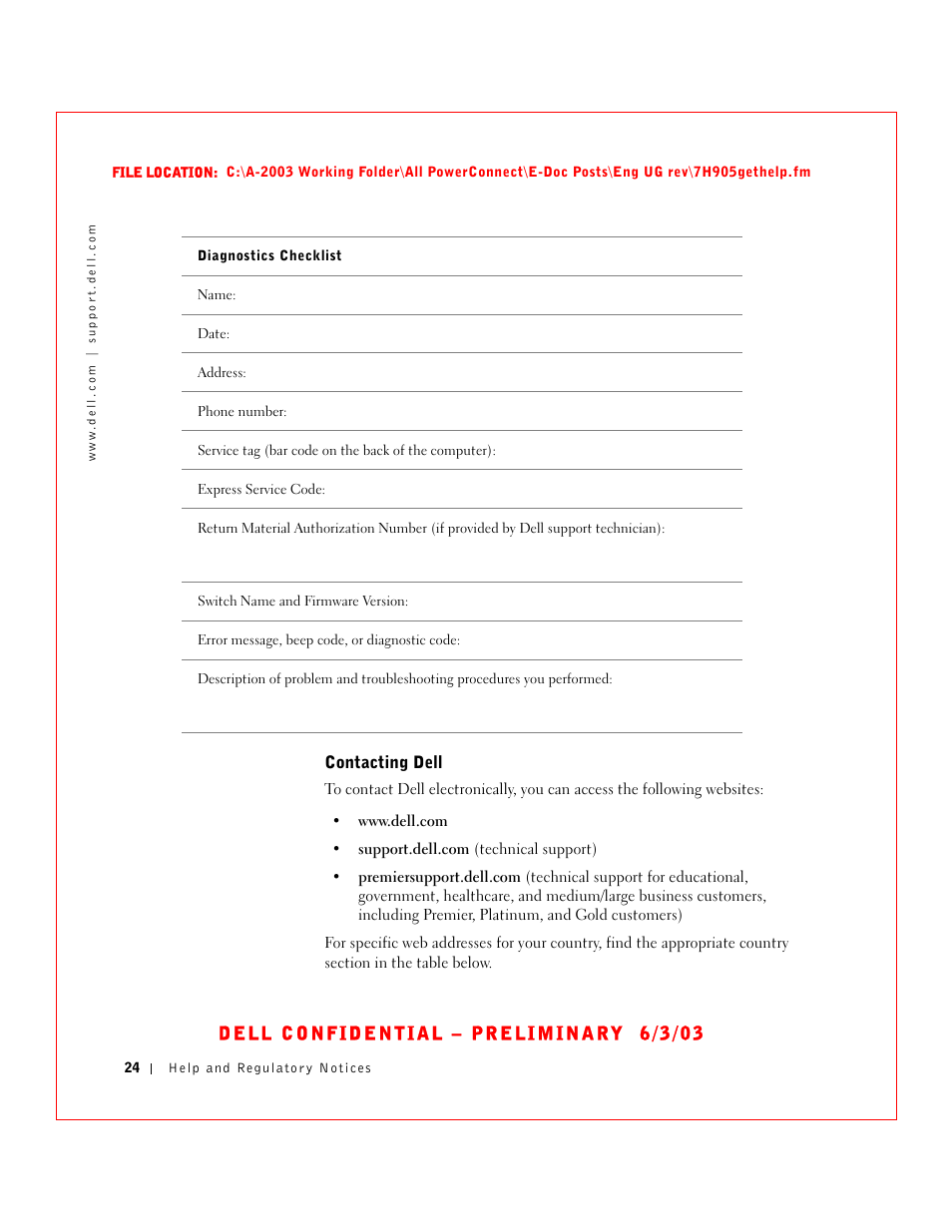 Contacting dell, Contact numbers, For your r | Contact, Numbers | Dell PowerConnect 2016 User Manual | Page 24 / 46