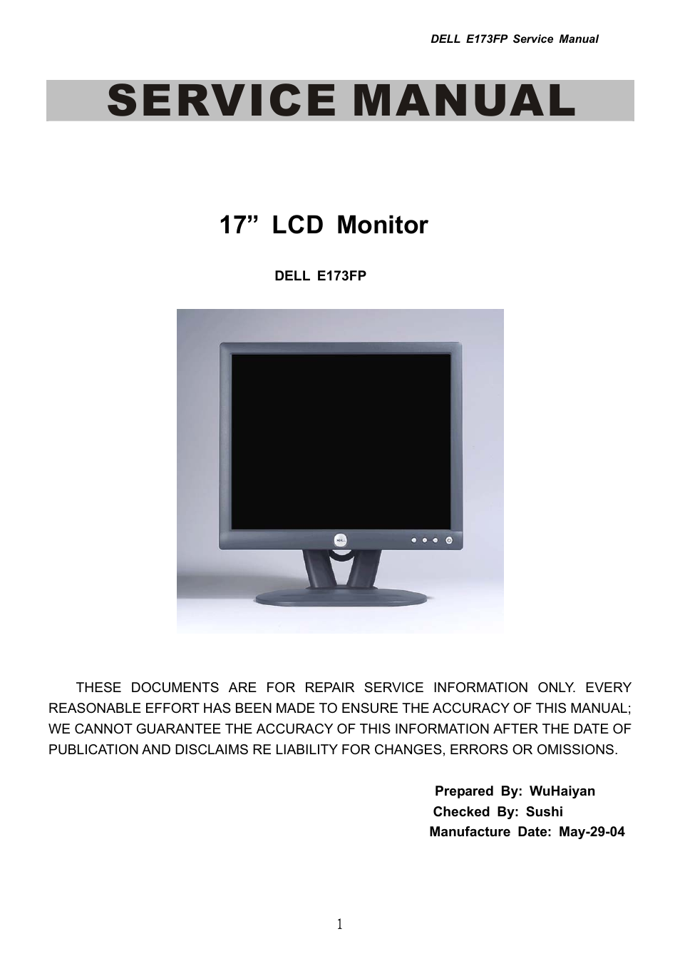Dell E173FP User Manual | 56 pages