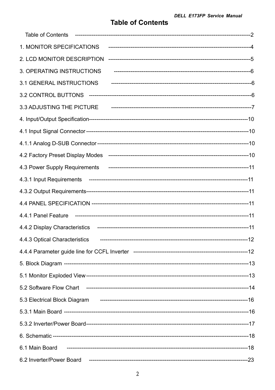 Dell E173FP User Manual | Page 2 / 56