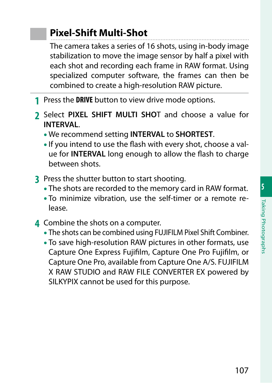 Pixel-shift multi-shot | FujiFilm GFX 50S II Medium Format Mirrorless Camera with 35-70mm Lens Kit User Manual | Page 131 / 360