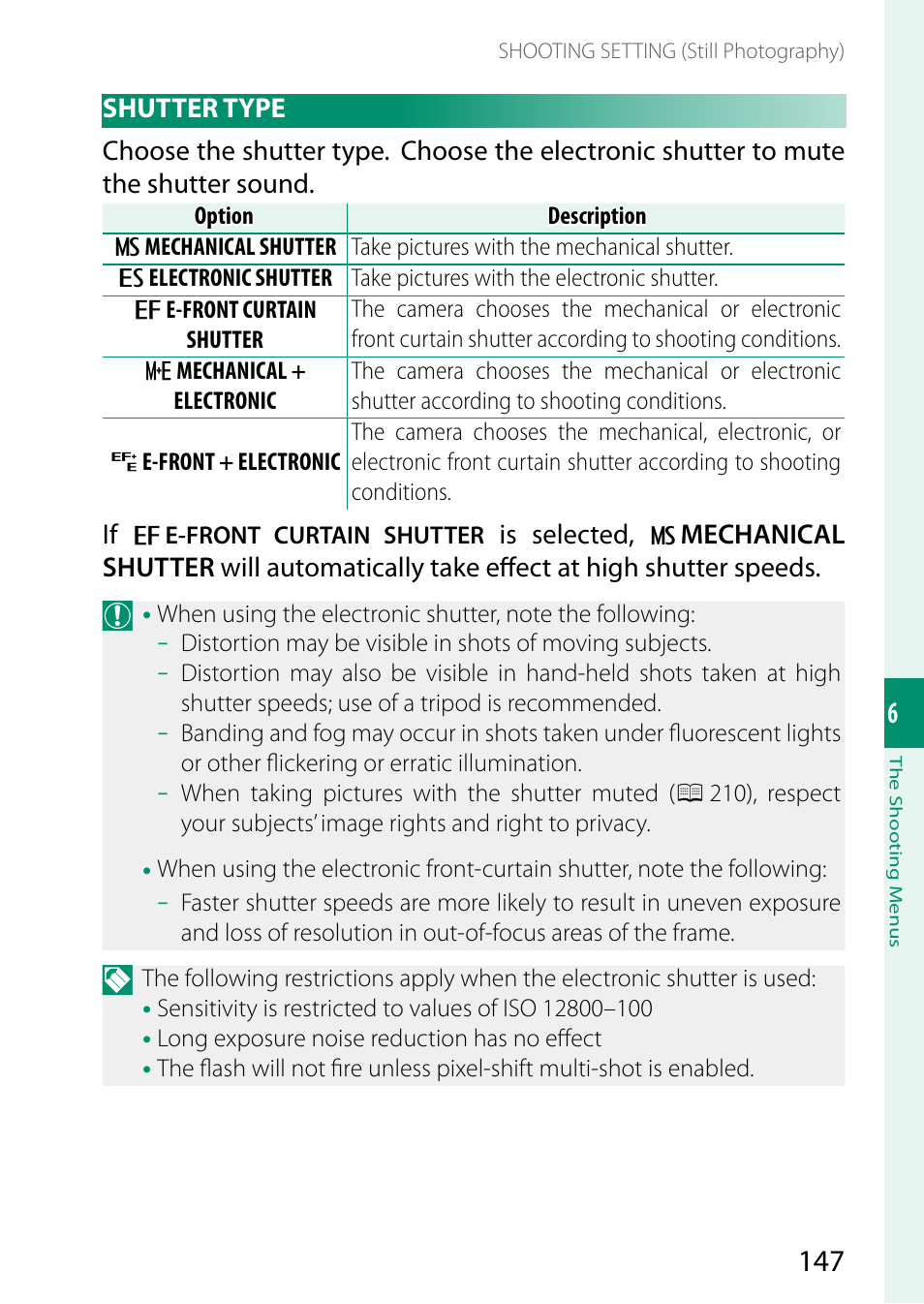 Shutter type | FujiFilm GFX 50S II Medium Format Mirrorless Camera with 35-70mm Lens Kit User Manual | Page 171 / 360