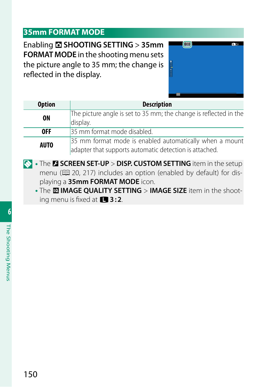 35mm format mode | FujiFilm GFX 50S II Medium Format Mirrorless Camera with 35-70mm Lens Kit User Manual | Page 174 / 360