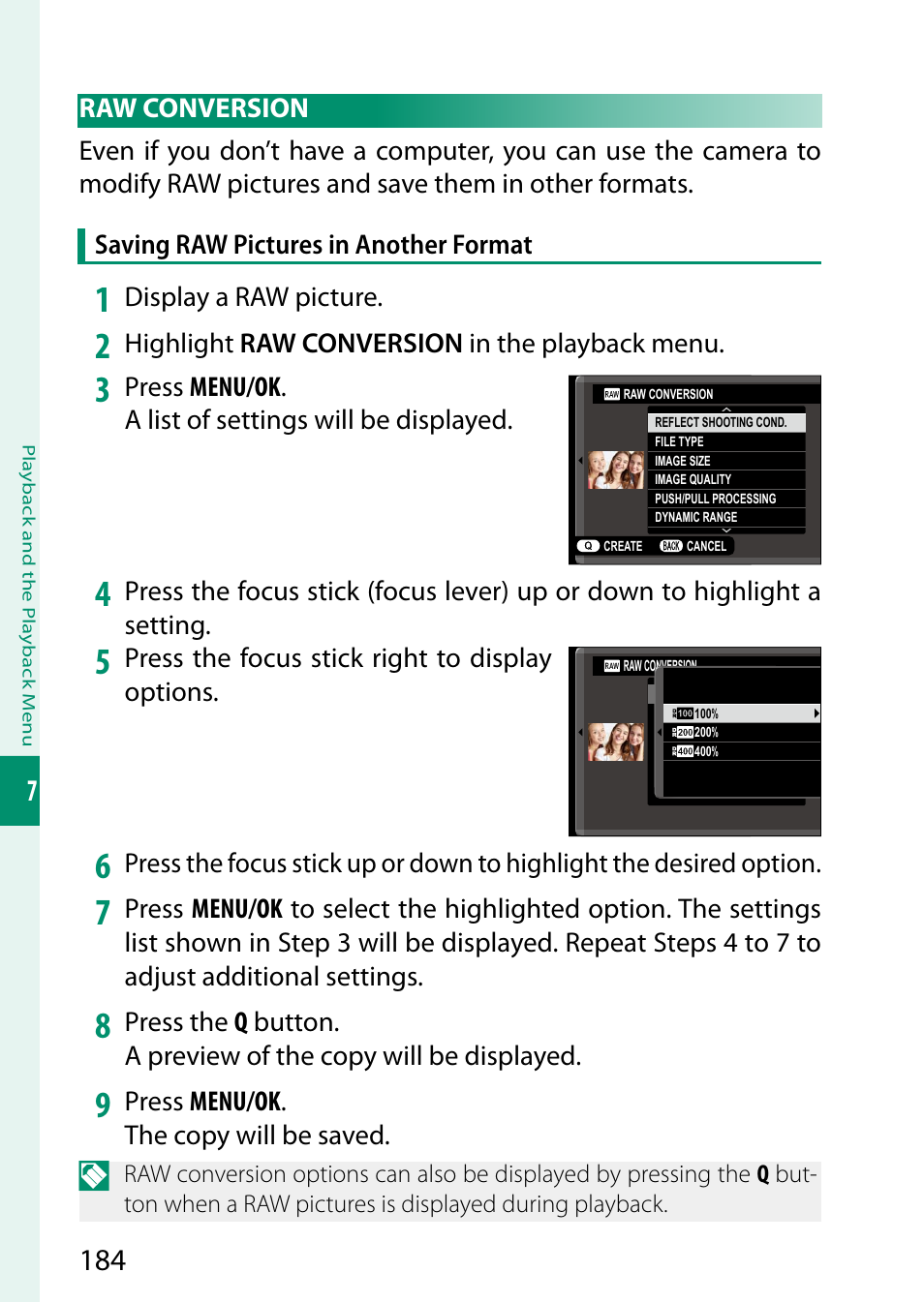 Raw conversion | FujiFilm GFX 50S II Medium Format Mirrorless Camera with 35-70mm Lens Kit User Manual | Page 208 / 360