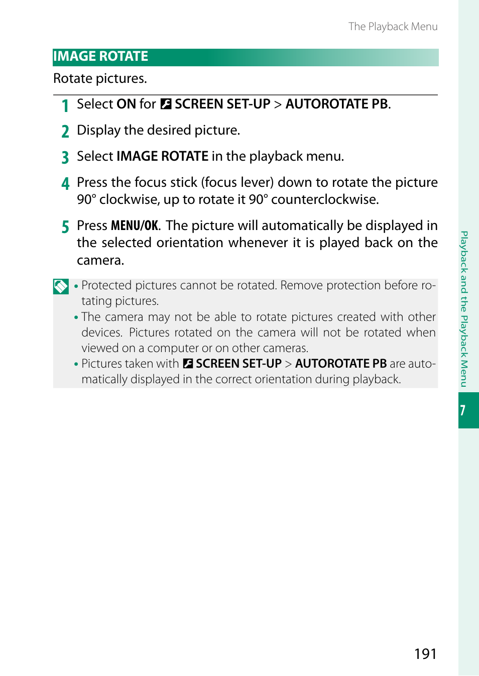 Image rotate | FujiFilm GFX 50S II Medium Format Mirrorless Camera with 35-70mm Lens Kit User Manual | Page 215 / 360