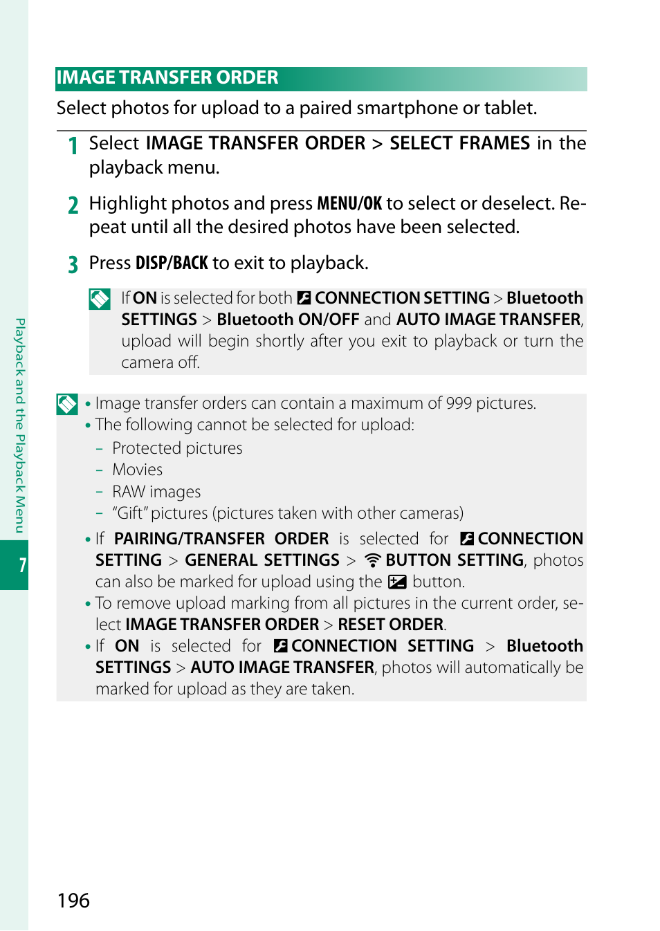 Image transfer order | FujiFilm GFX 50S II Medium Format Mirrorless Camera with 35-70mm Lens Kit User Manual | Page 220 / 360