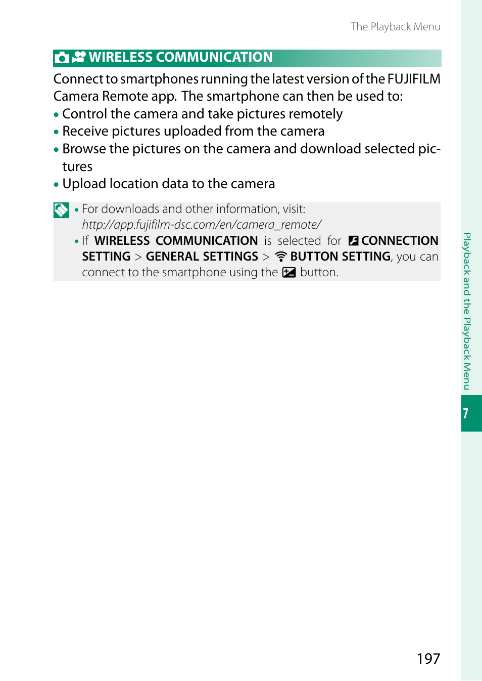 Wireless communication | FujiFilm GFX 50S II Medium Format Mirrorless Camera with 35-70mm Lens Kit User Manual | Page 221 / 360