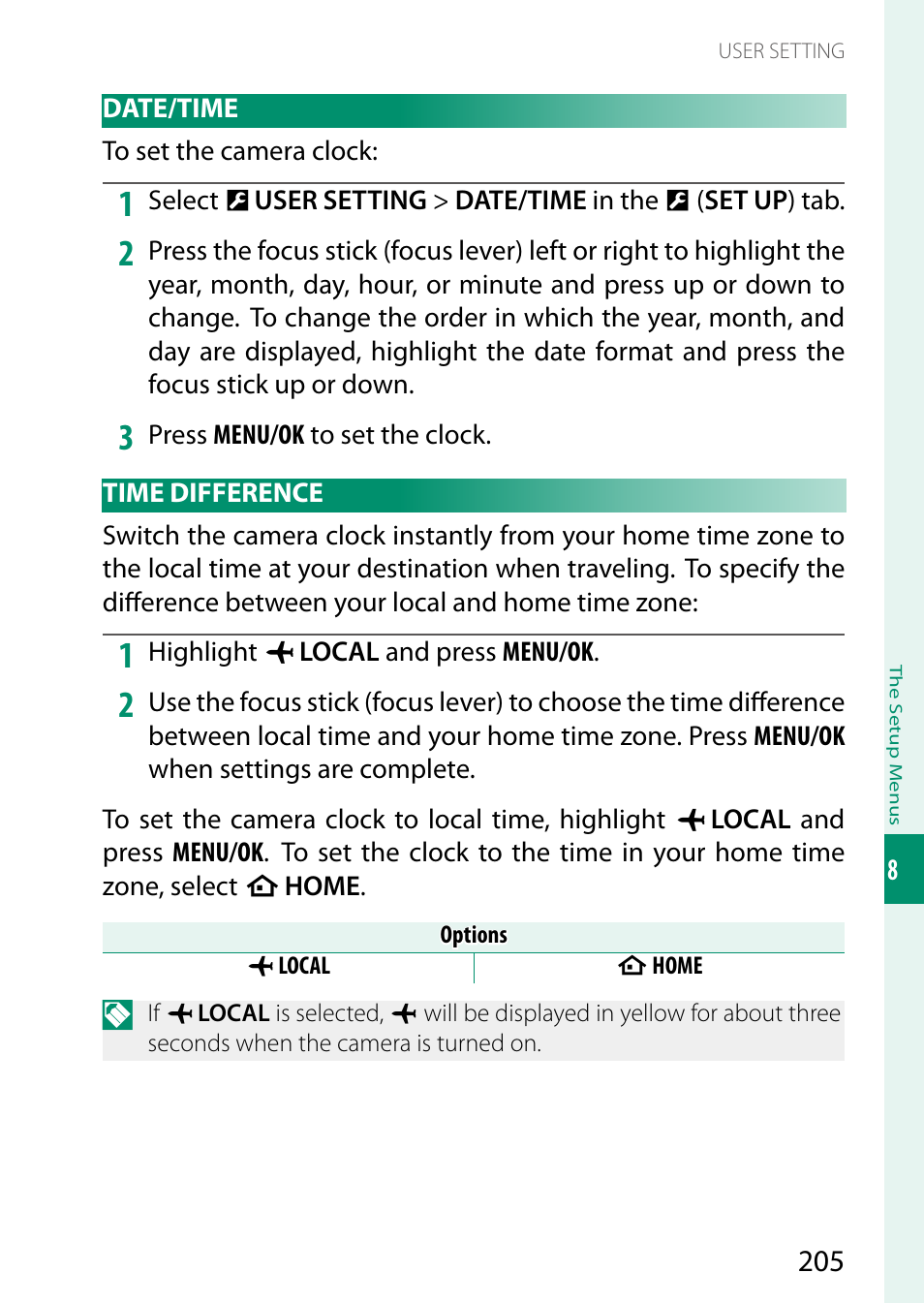 Date/time, Time difference, Date/time time difference | FujiFilm GFX 50S II Medium Format Mirrorless Camera with 35-70mm Lens Kit User Manual | Page 229 / 360