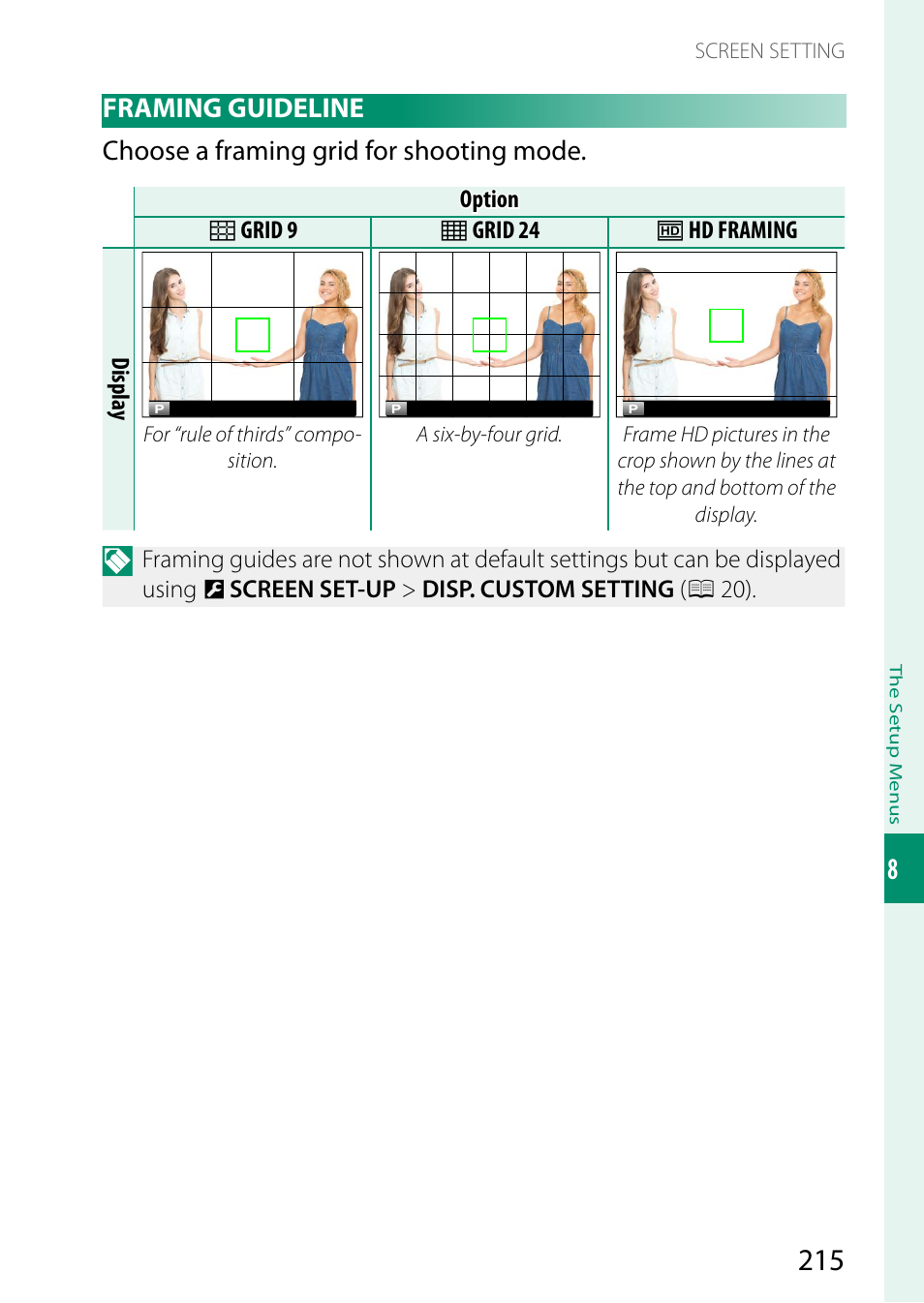 Framing guideline | FujiFilm GFX 50S II Medium Format Mirrorless Camera with 35-70mm Lens Kit User Manual | Page 239 / 360