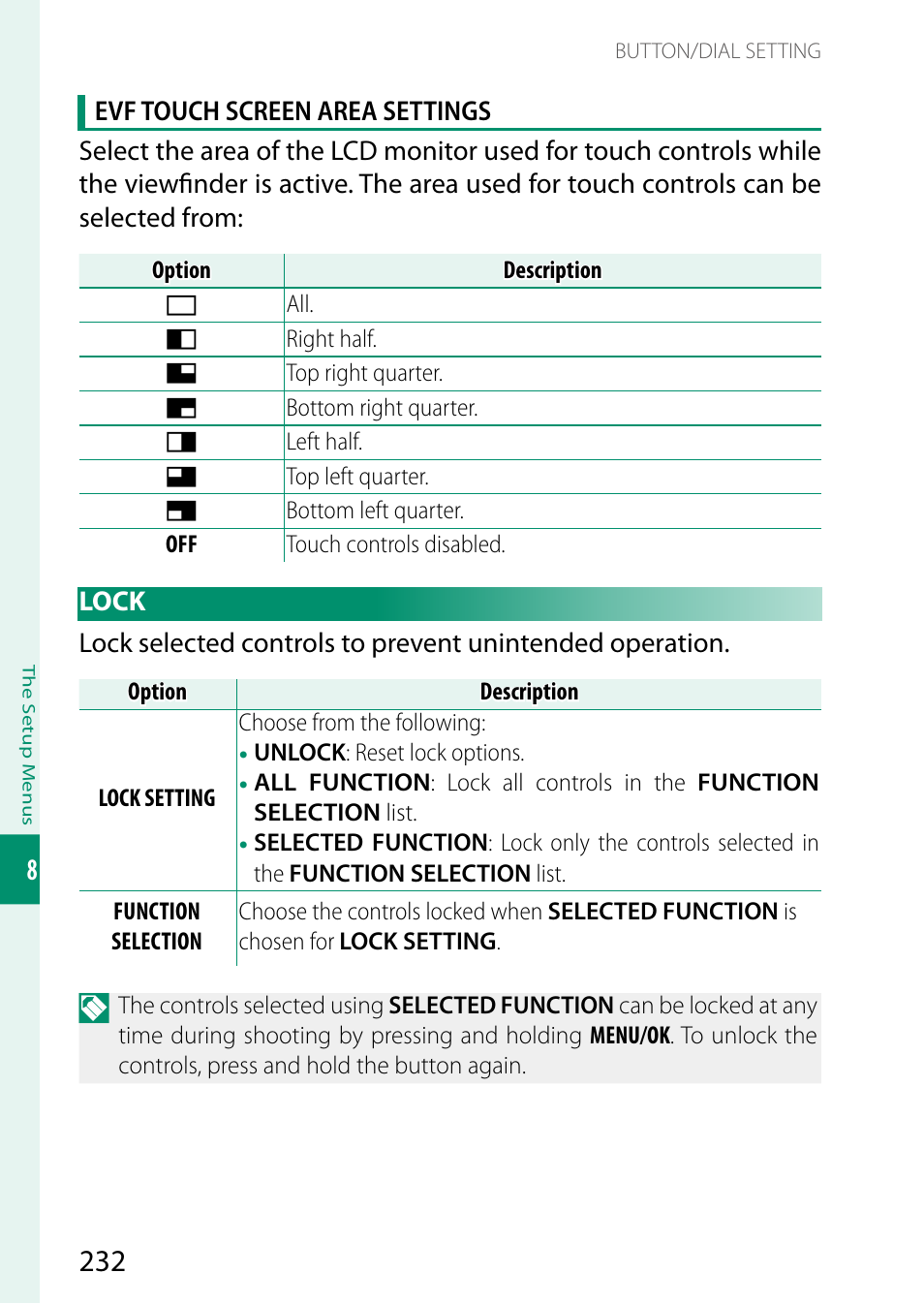 Lock | FujiFilm GFX 50S II Medium Format Mirrorless Camera with 35-70mm Lens Kit User Manual | Page 256 / 360