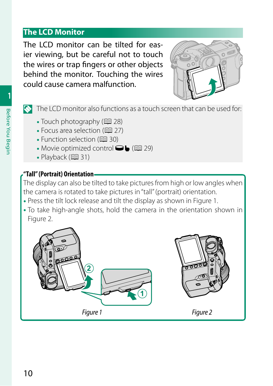 The lcd monitor | FujiFilm GFX 50S II Medium Format Mirrorless Camera with 35-70mm Lens Kit User Manual | Page 34 / 360