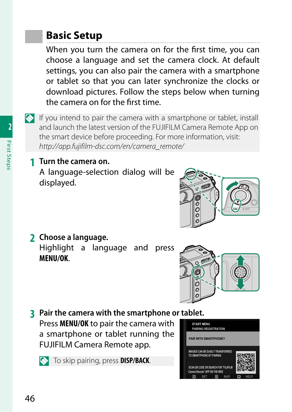 Basic setup | FujiFilm GFX 50S II Medium Format Mirrorless Camera with 35-70mm Lens Kit User Manual | Page 70 / 360