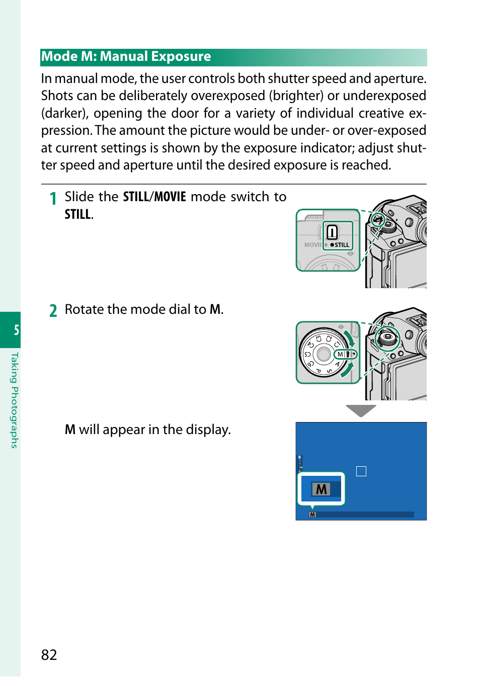 Mode m: manual exposure | FujiFilm GFX100 II Medium Format Mirrorless Camera User Manual | Page 110 / 500
