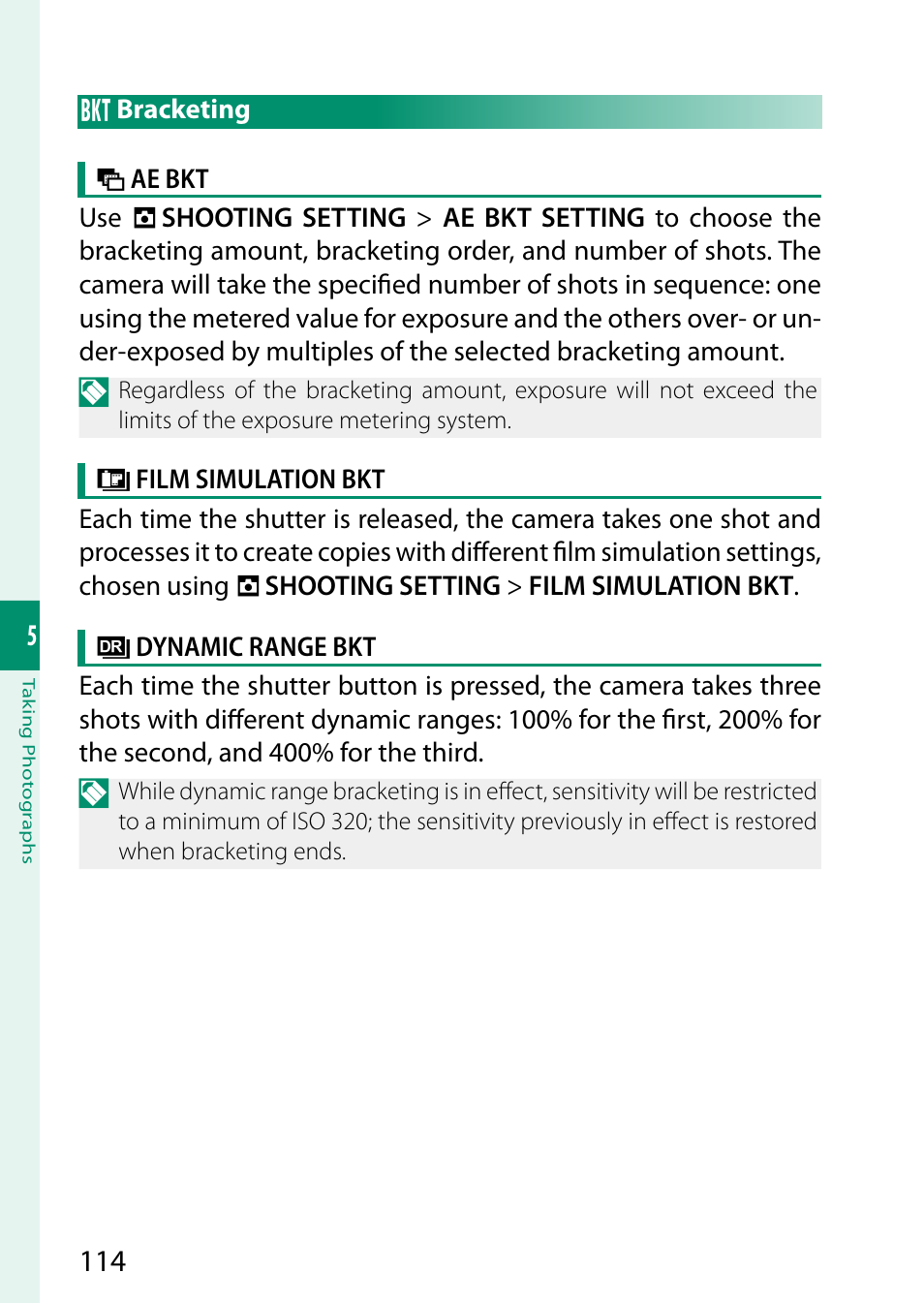 Bracketing | FujiFilm GFX100 II Medium Format Mirrorless Camera User Manual | Page 142 / 500