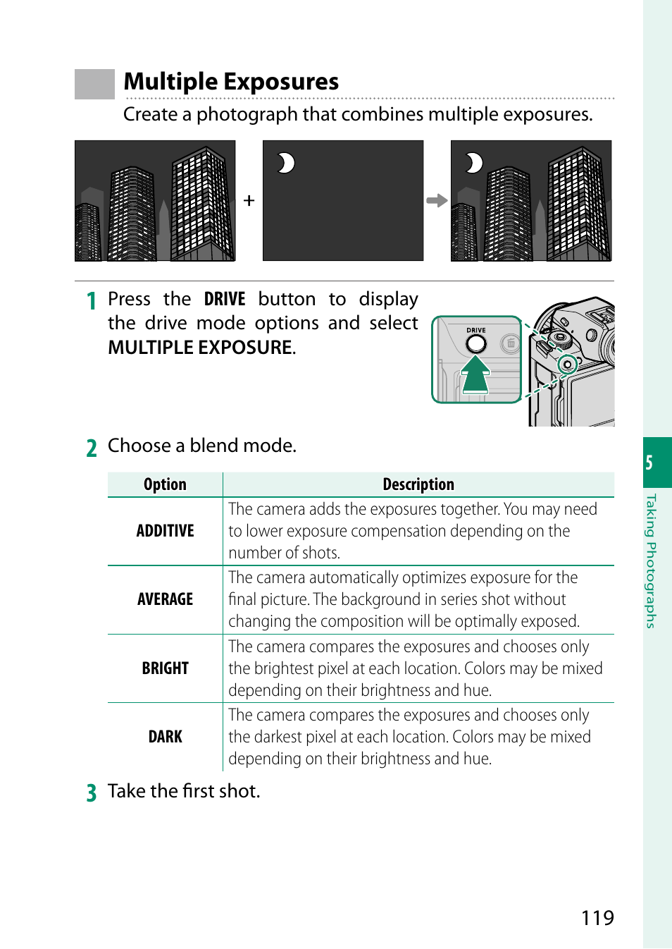 Multiple exposures | FujiFilm GFX100 II Medium Format Mirrorless Camera User Manual | Page 147 / 500
