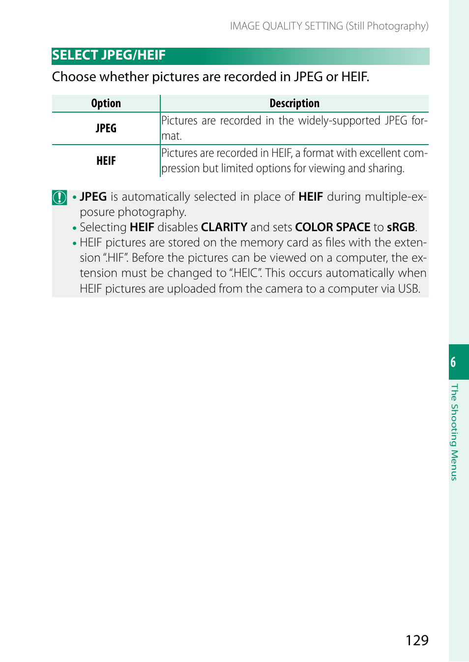 Select jpeg/heif | FujiFilm GFX100 II Medium Format Mirrorless Camera User Manual | Page 157 / 500