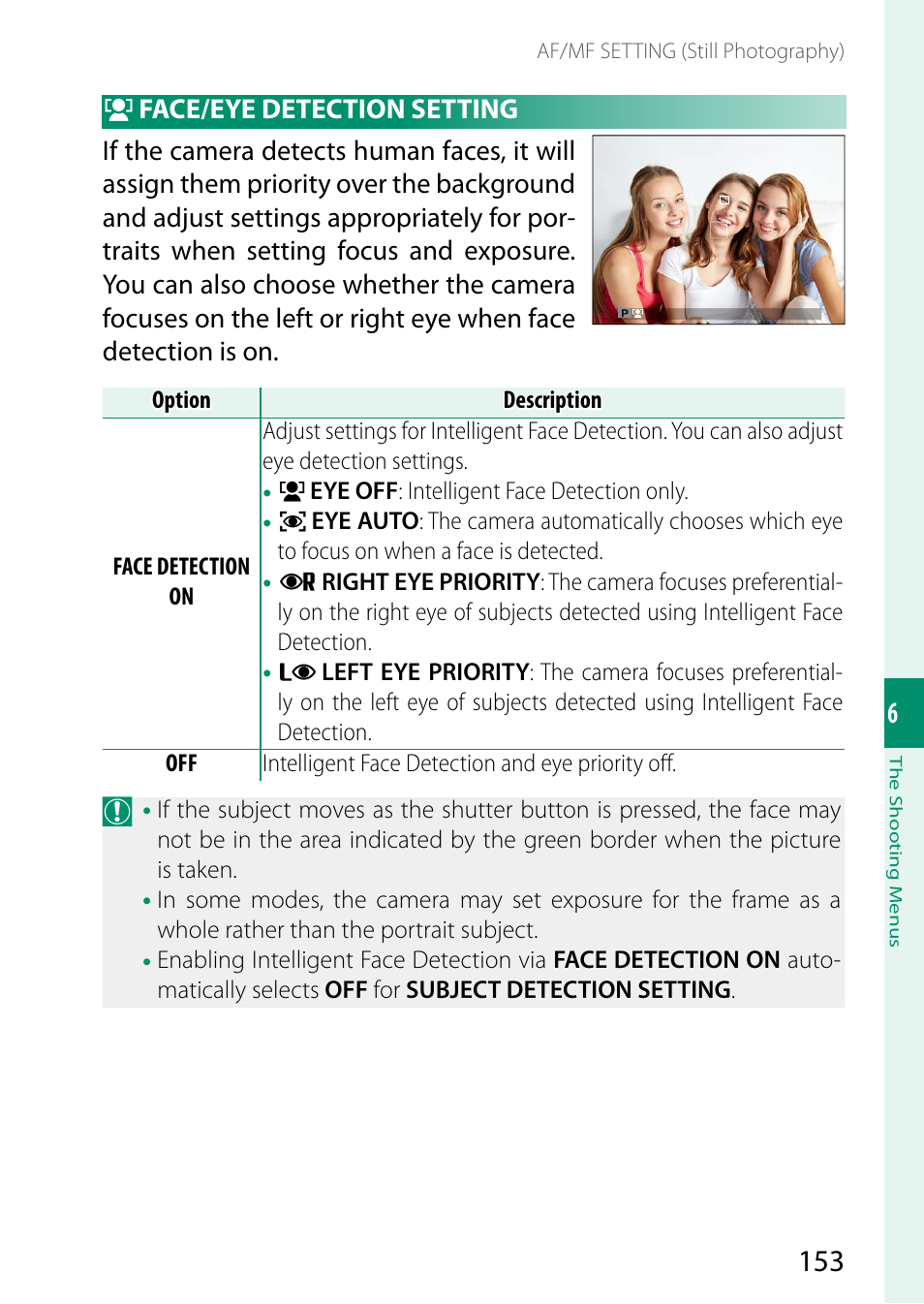 Face/eye detection setting | FujiFilm GFX100 II Medium Format Mirrorless Camera User Manual | Page 181 / 500