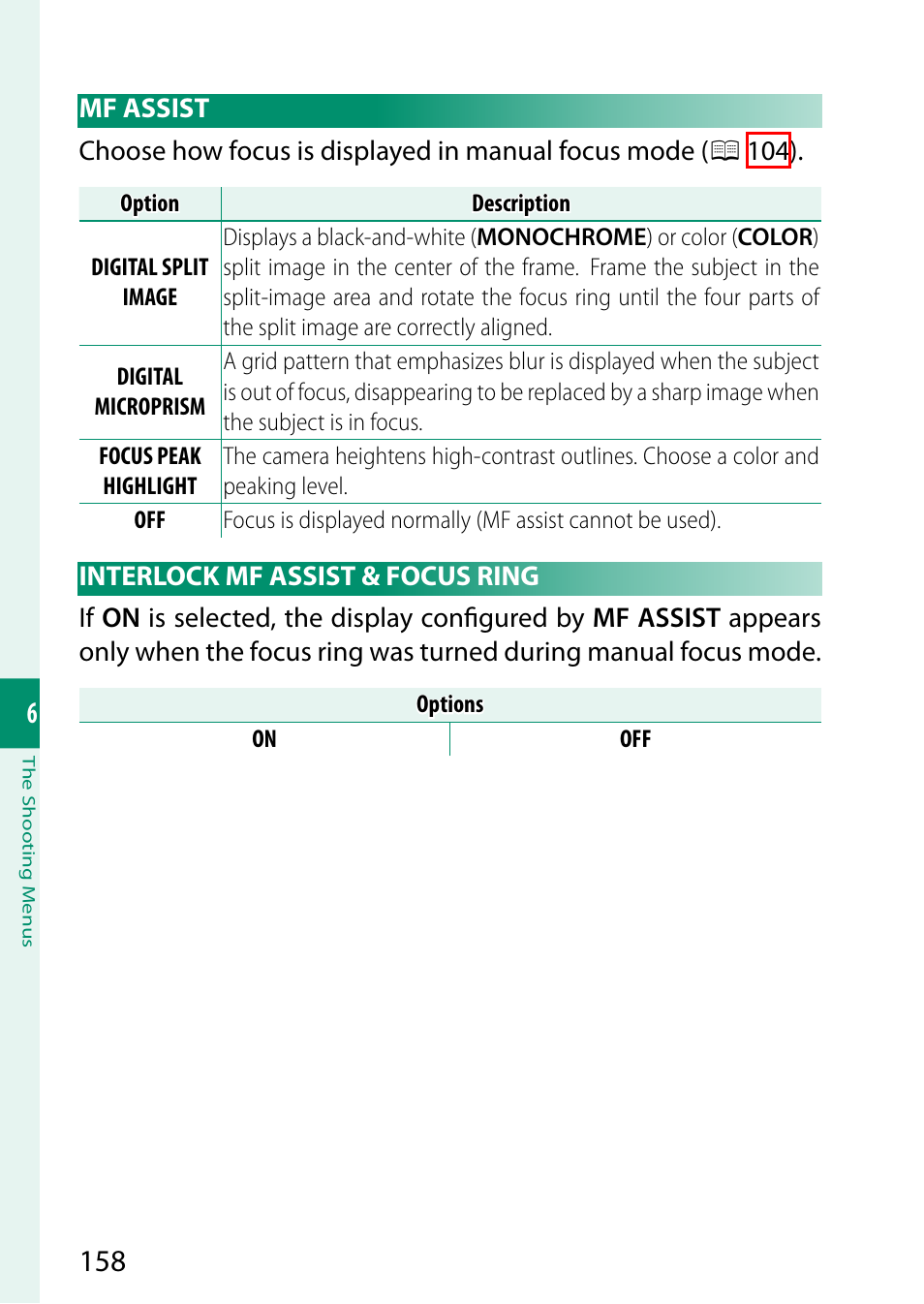 Mf assist, Interlock mf assist & focus ring, Mf assist interlock mf assist & focus ring | FujiFilm GFX100 II Medium Format Mirrorless Camera User Manual | Page 186 / 500