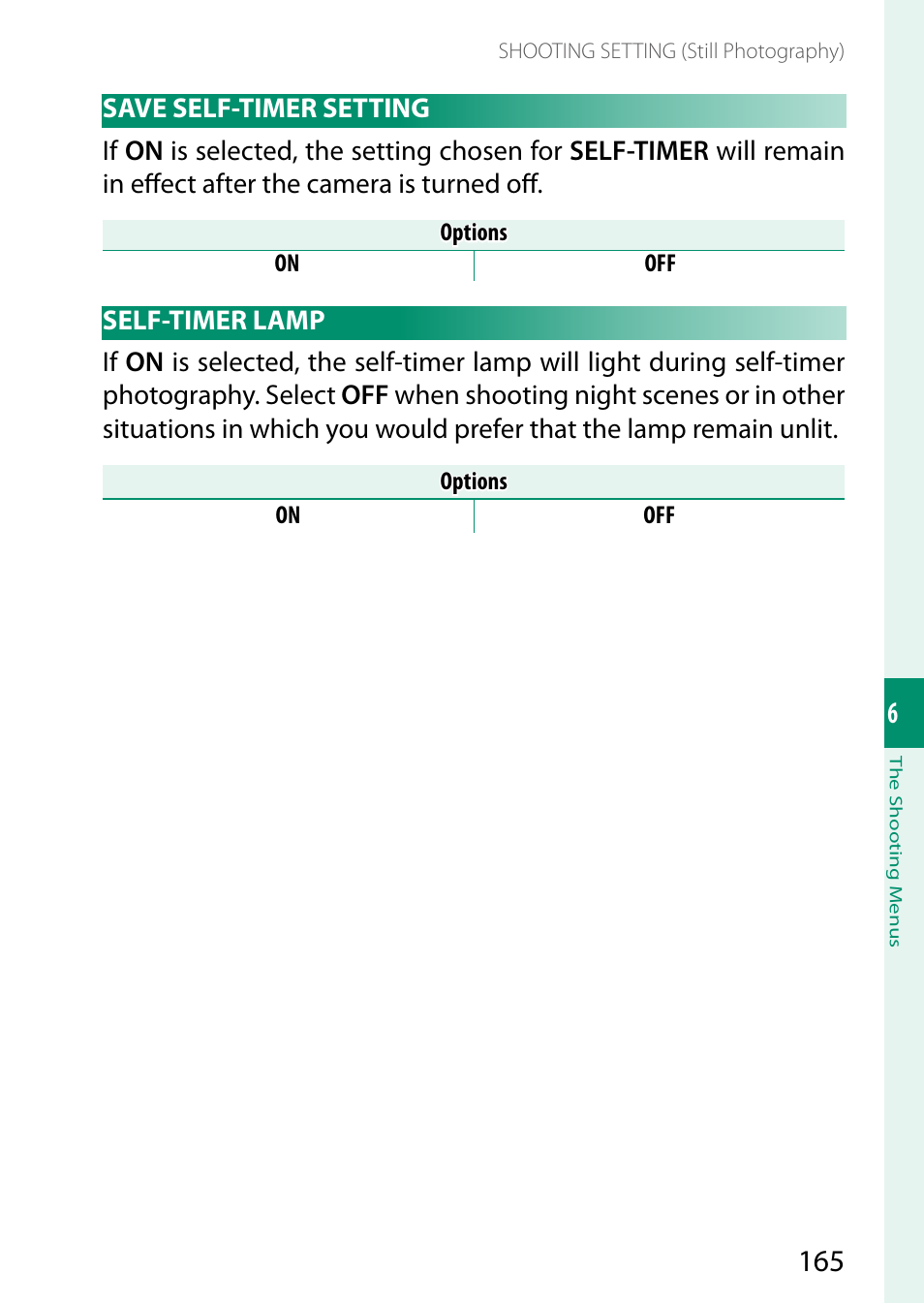 Save self-timer setting, Self-timer lamp, Save self-timer setting self-timer lamp | FujiFilm GFX100 II Medium Format Mirrorless Camera User Manual | Page 193 / 500