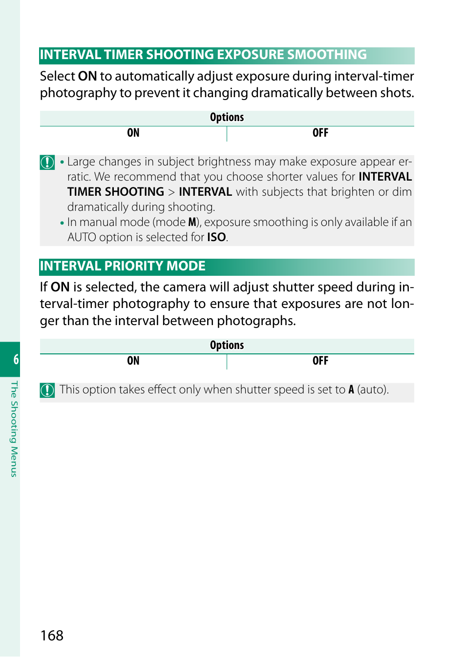 Interval timer shooting exposure smoothing, Interval priority mode | FujiFilm GFX100 II Medium Format Mirrorless Camera User Manual | Page 196 / 500