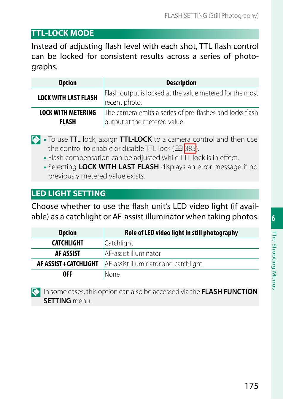 Ttl-lock mode, Led light setting, Ttl-lock mode led light setting | FujiFilm GFX100 II Medium Format Mirrorless Camera User Manual | Page 203 / 500