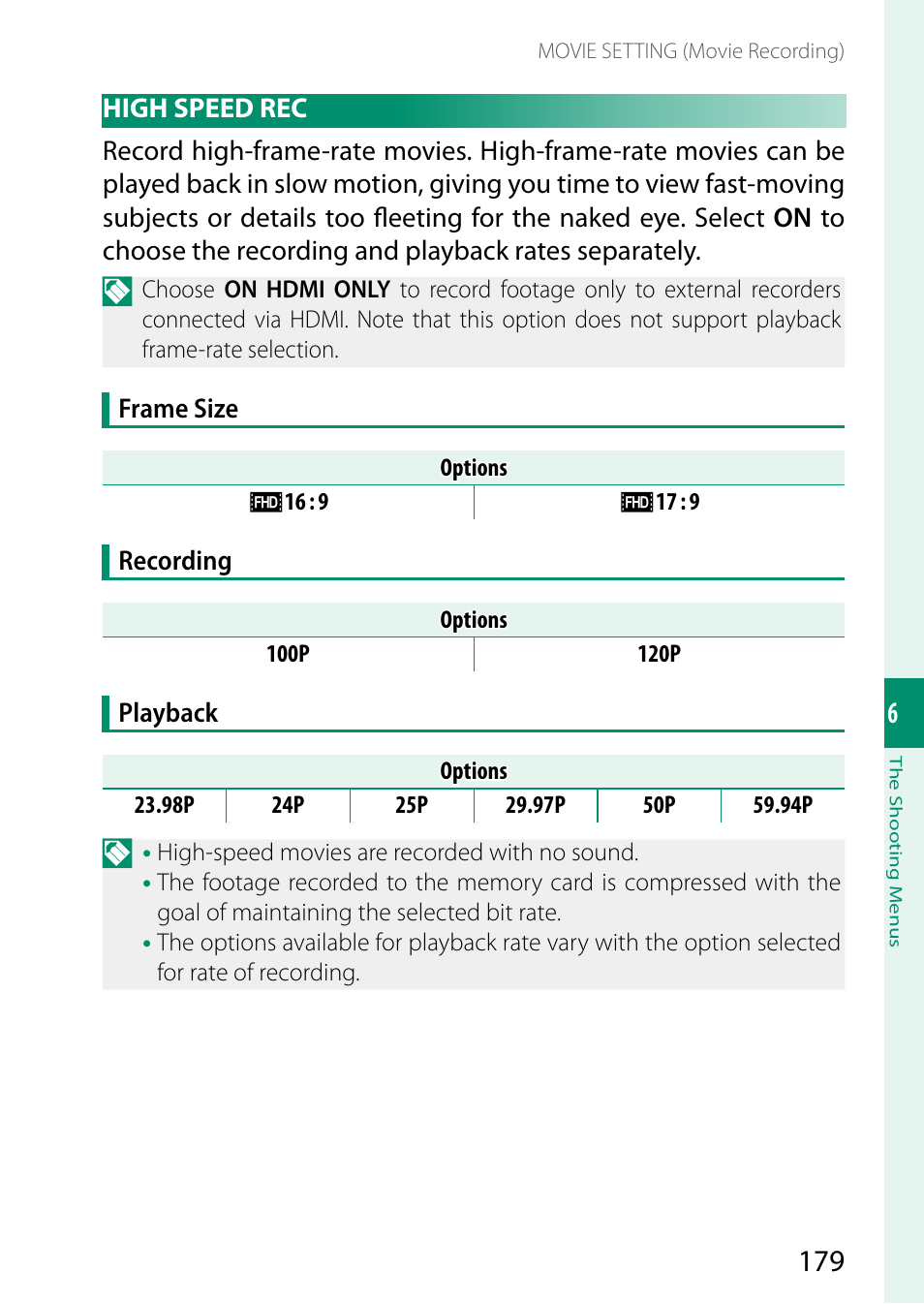 High speed rec | FujiFilm GFX100 II Medium Format Mirrorless Camera User Manual | Page 207 / 500