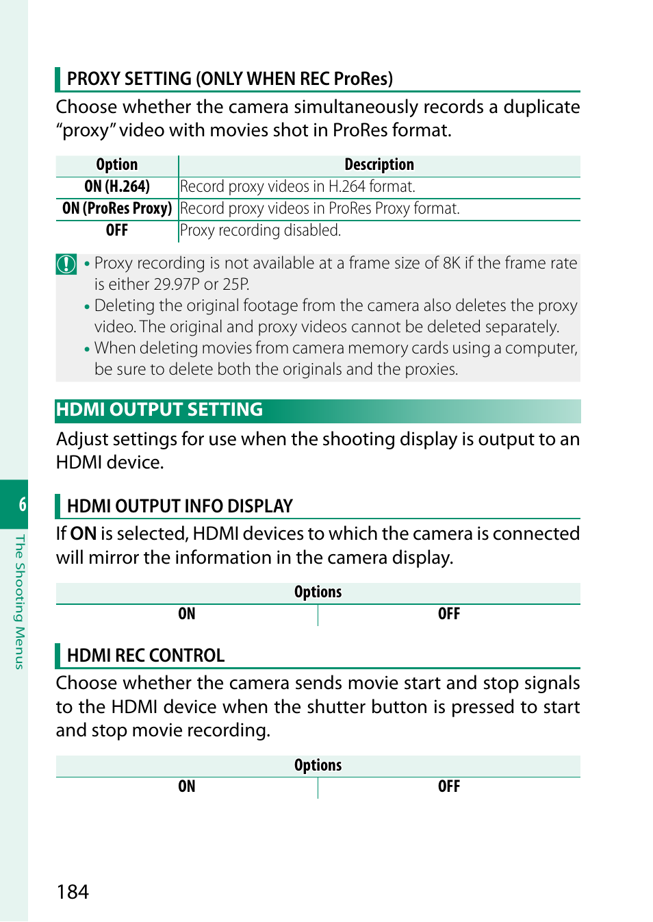 Hdmi output setting | FujiFilm GFX100 II Medium Format Mirrorless Camera User Manual | Page 212 / 500