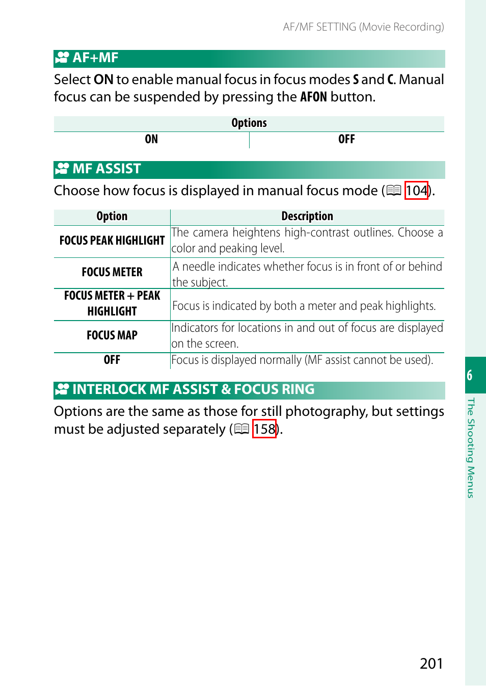 Af+mf, Mf assist, Interlock mf assist & focus ring | FujiFilm GFX100 II Medium Format Mirrorless Camera User Manual | Page 229 / 500