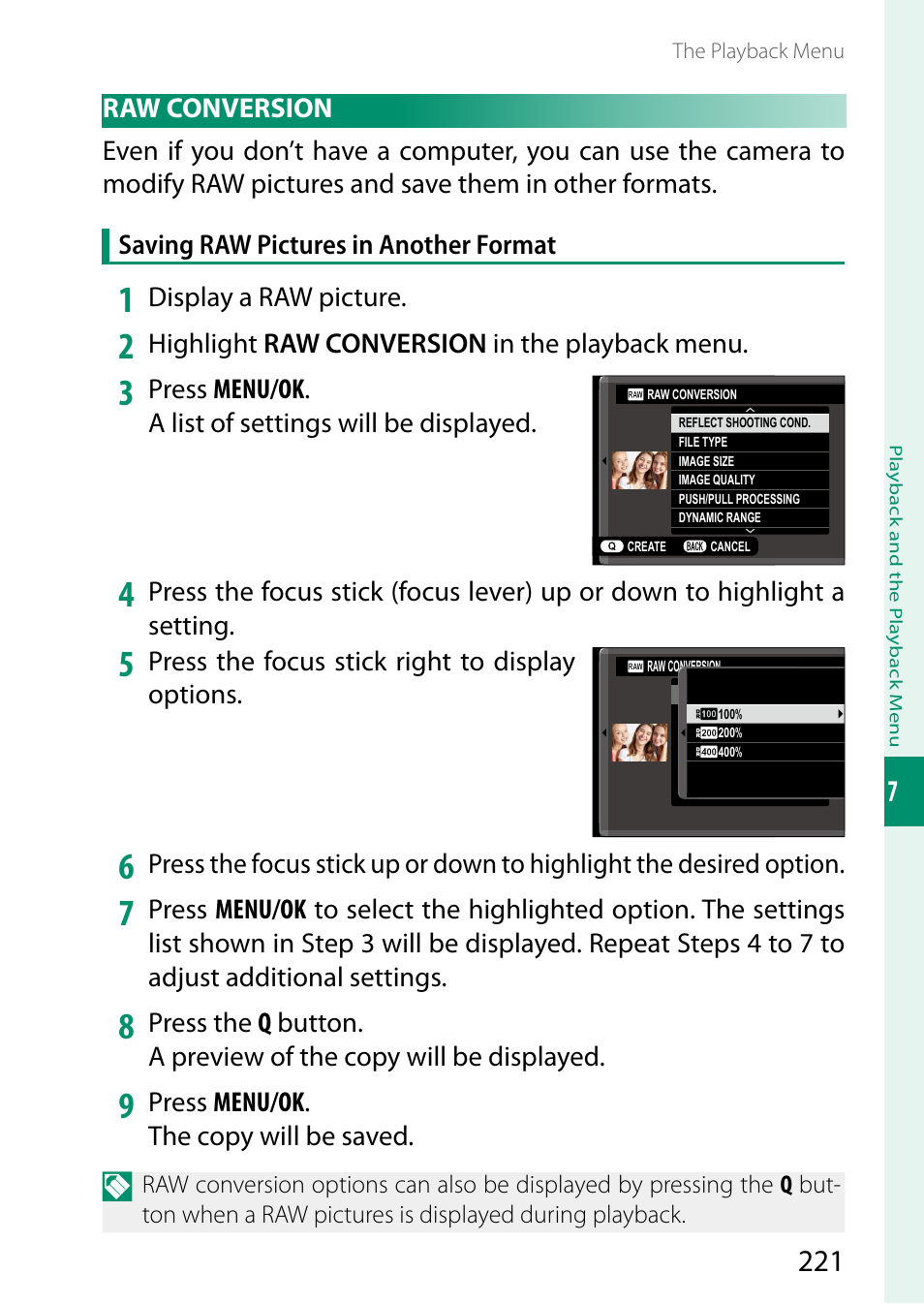 Raw conversion | FujiFilm GFX100 II Medium Format Mirrorless Camera User Manual | Page 249 / 500