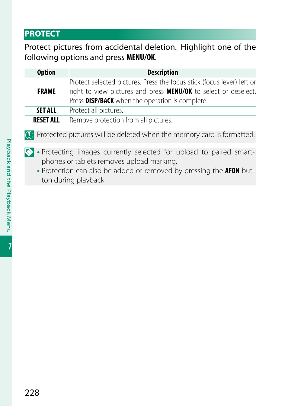 Protect | FujiFilm GFX100 II Medium Format Mirrorless Camera User Manual | Page 256 / 500