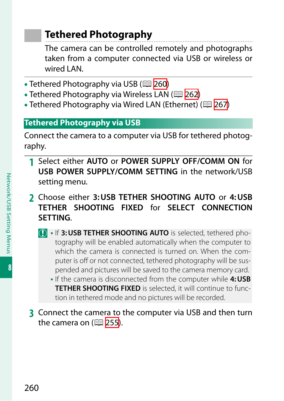 Tethered photography, Tethered photography via usb | FujiFilm GFX100 II Medium Format Mirrorless Camera User Manual | Page 288 / 500