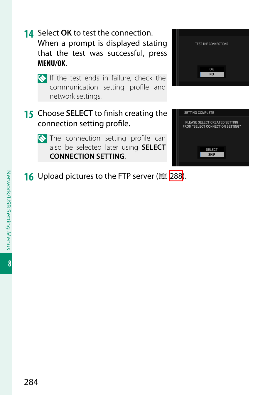 Upload pictures to the ftp server ( p 288) | FujiFilm GFX100 II Medium Format Mirrorless Camera User Manual | Page 312 / 500