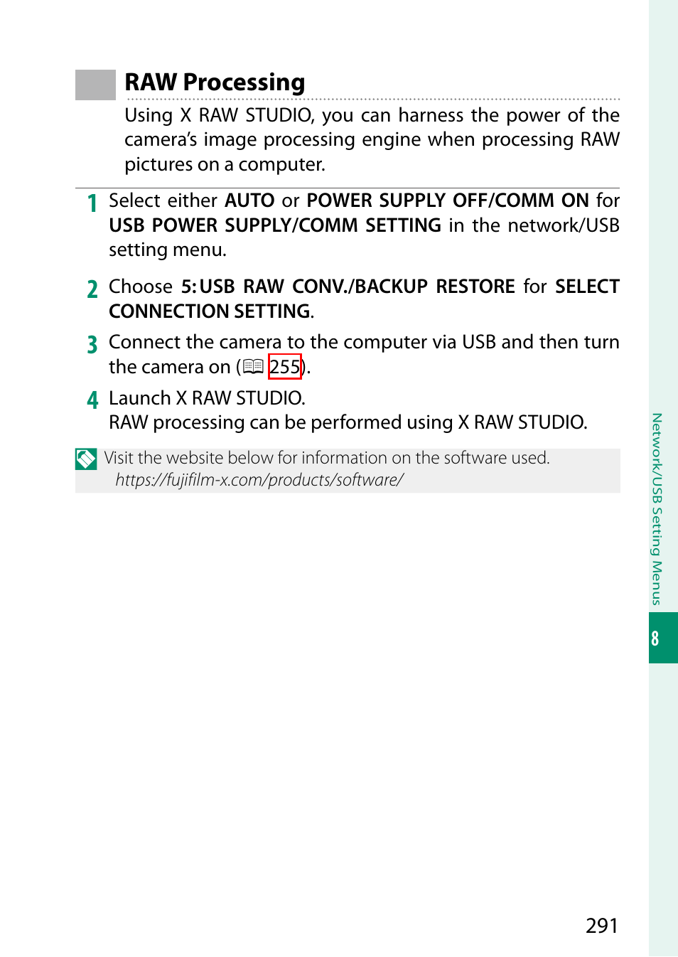 Raw processing | FujiFilm GFX100 II Medium Format Mirrorless Camera User Manual | Page 319 / 500