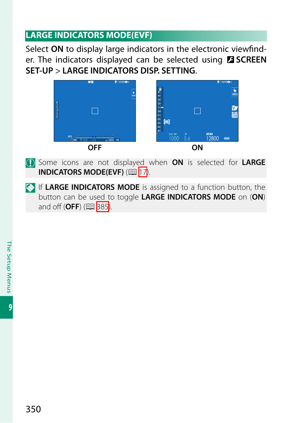 Large indicators mode(evf) | FujiFilm GFX100 II Medium Format Mirrorless Camera User Manual | Page 378 / 500