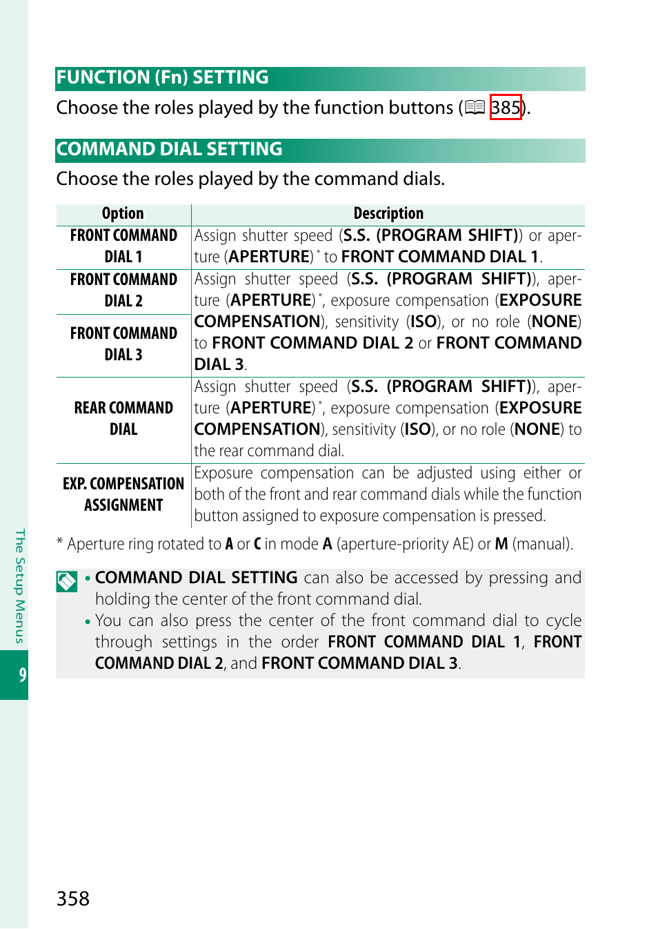 Function (fn) setting, Command dial setting, Function (fn) setting command dial setting | FujiFilm GFX100 II Medium Format Mirrorless Camera User Manual | Page 386 / 500