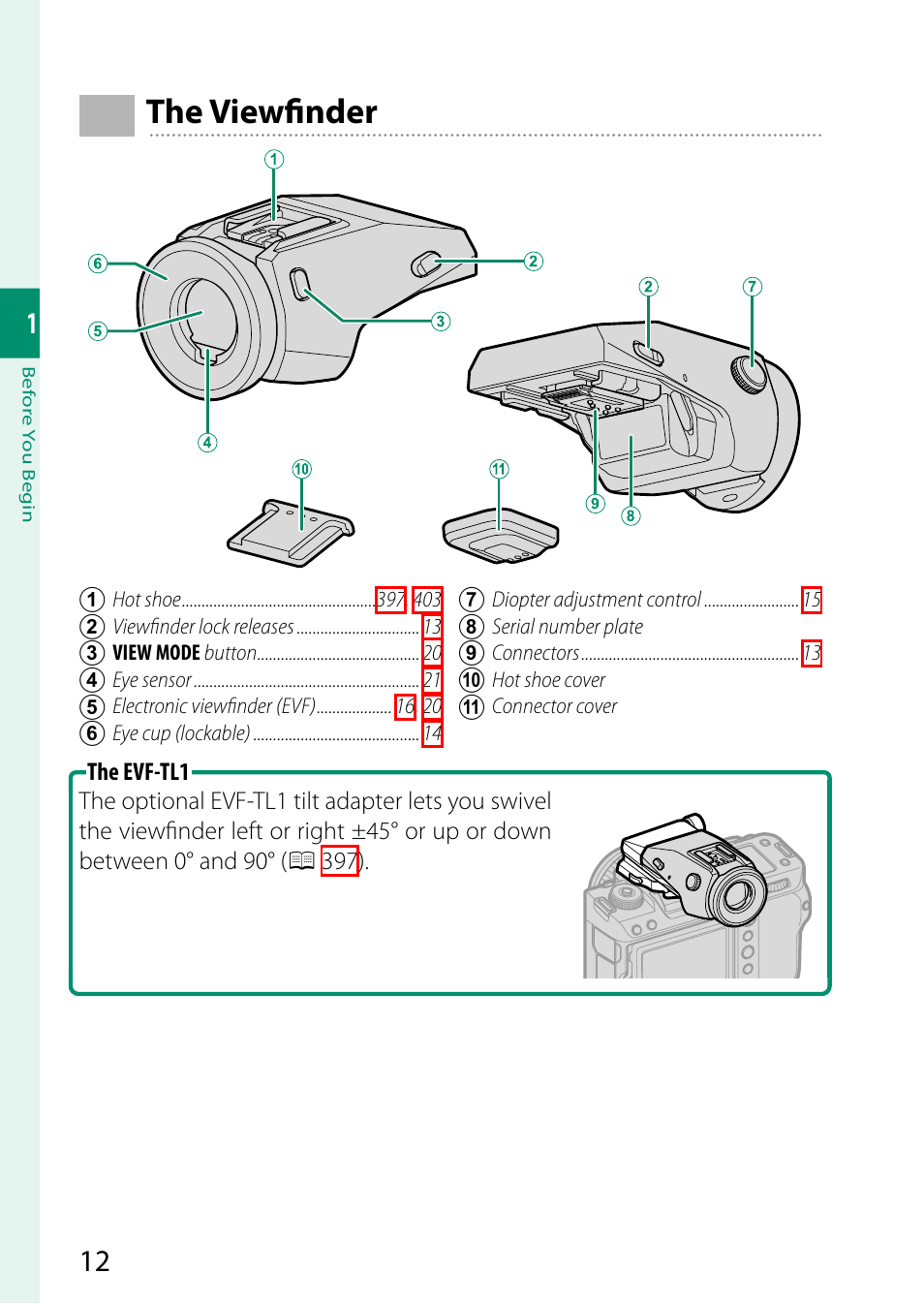 The viewfinder, The viewfi nder | FujiFilm GFX100 II Medium Format Mirrorless Camera User Manual | Page 40 / 500