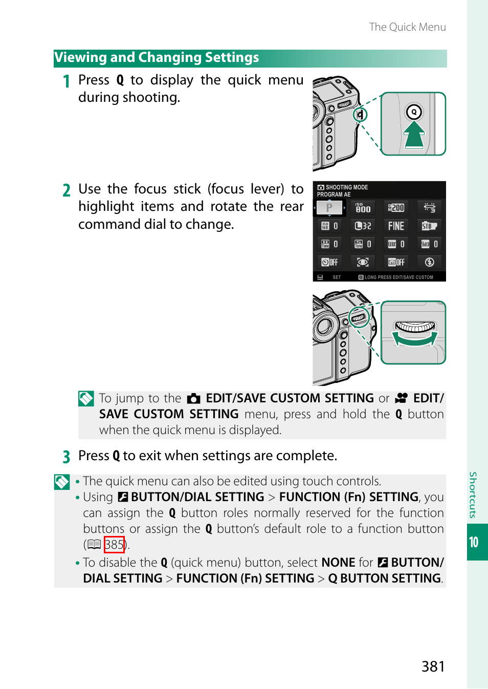Viewing and changing settings | FujiFilm GFX100 II Medium Format Mirrorless Camera User Manual | Page 409 / 500