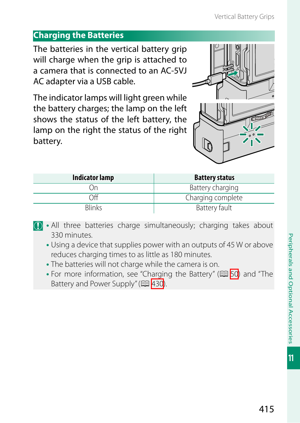 Charging the batteries | FujiFilm GFX100 II Medium Format Mirrorless Camera User Manual | Page 443 / 500