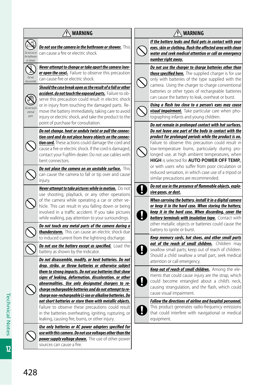 Warning | FujiFilm GFX100 II Medium Format Mirrorless Camera User Manual | Page 456 / 500