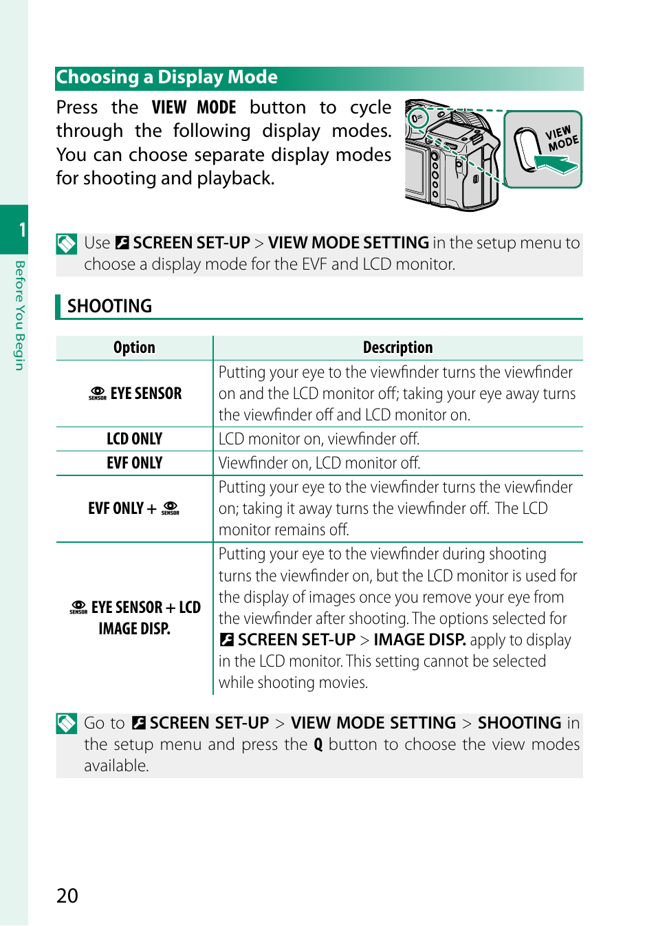 Choosing a display mode | FujiFilm GFX100 II Medium Format Mirrorless Camera User Manual | Page 48 / 500