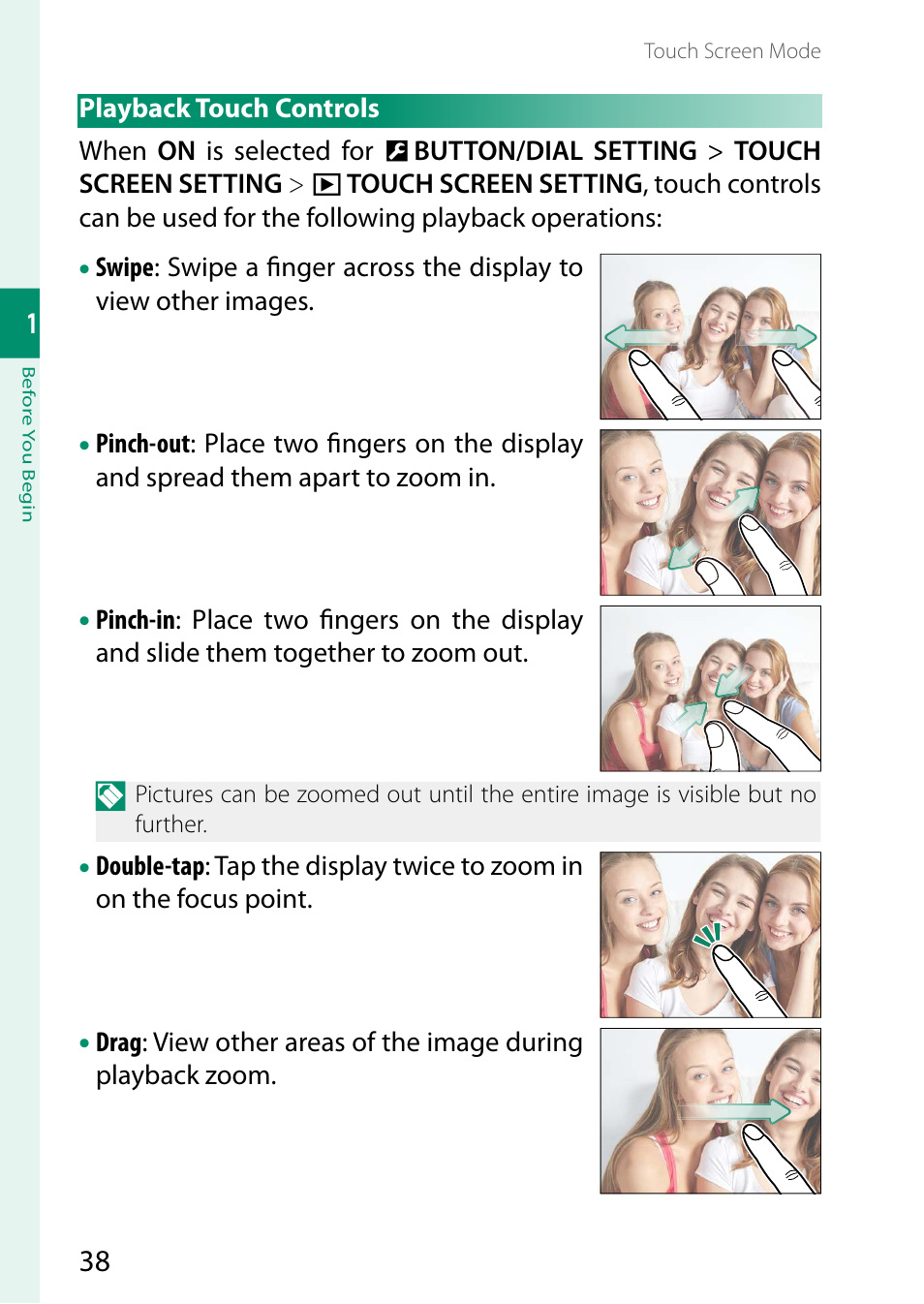 Playback touch controls | FujiFilm GFX100 II Medium Format Mirrorless Camera User Manual | Page 66 / 500