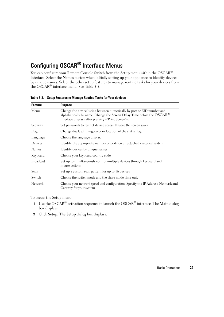 Configuring oscar, Interface menus | Dell 4161DS User Manual | Page 29 / 56