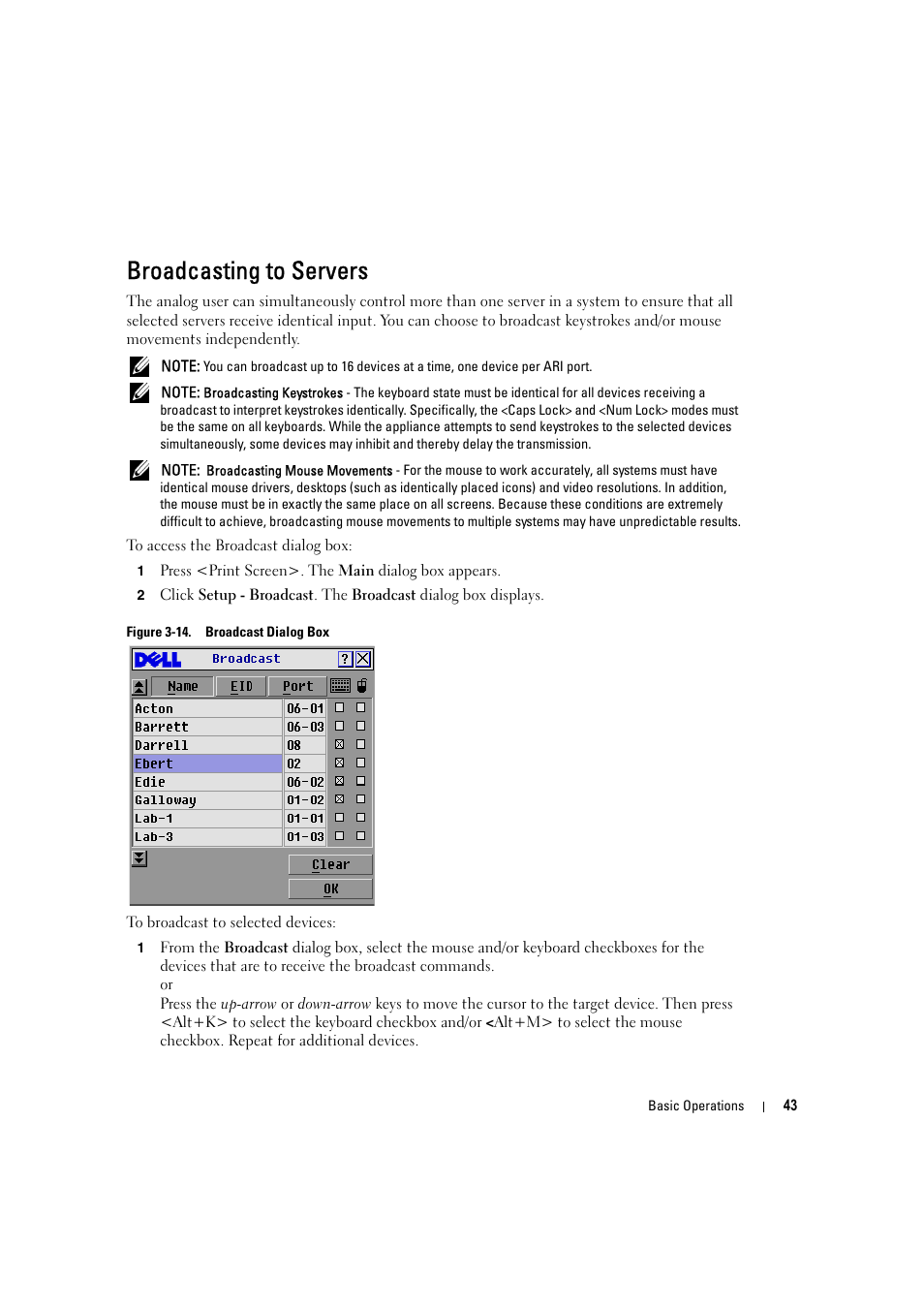 Broadcasting to servers | Dell 4161DS User Manual | Page 43 / 56