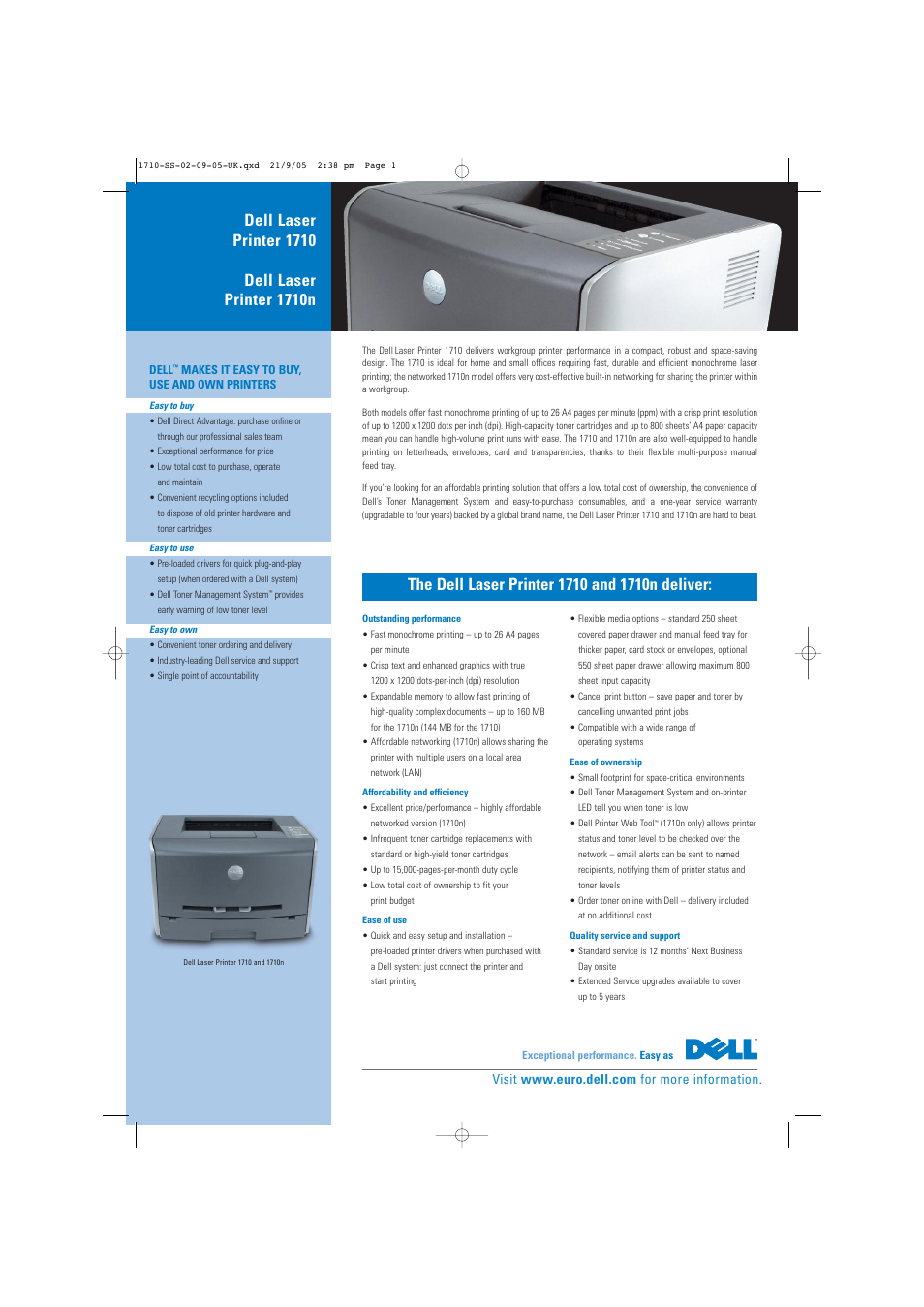 Dell 1710 User Manual | 2 pages