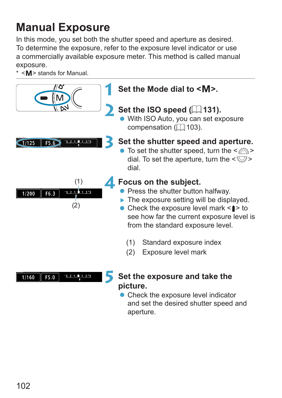 Manual exposure | Canon EOS RP Mirrorless Camera User Manual | Page 102 / 612
