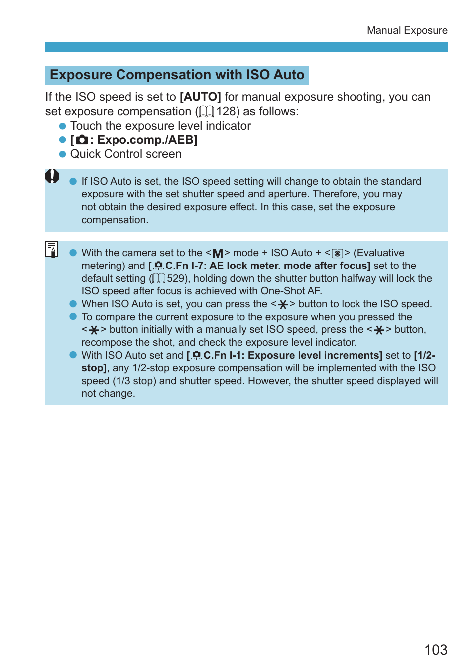 Exposure compensation with iso auto | Canon EOS RP Mirrorless Camera User Manual | Page 103 / 612