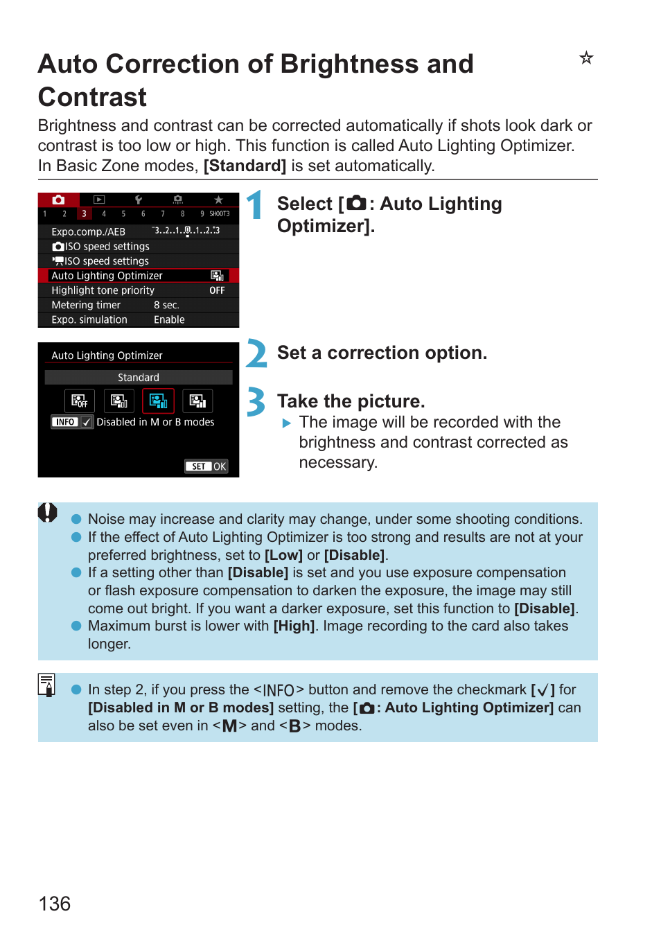 Auto correction of brightness and contrast, 136) is set to any setting other than, Nauto correction of brightness and contrast | Canon EOS RP Mirrorless Camera User Manual | Page 136 / 612