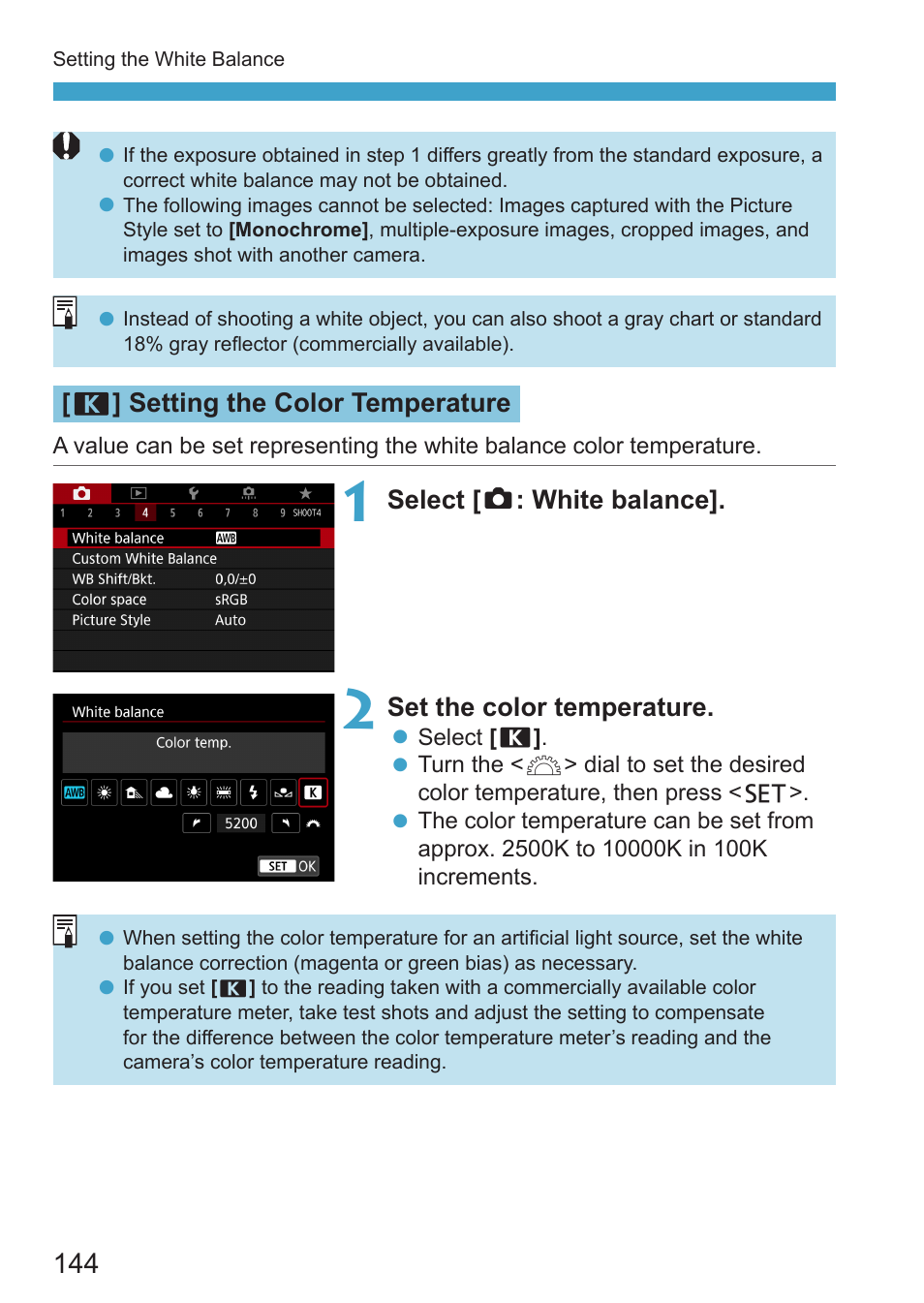 Color temperature | Canon EOS RP Mirrorless Camera User Manual | Page 144 / 612