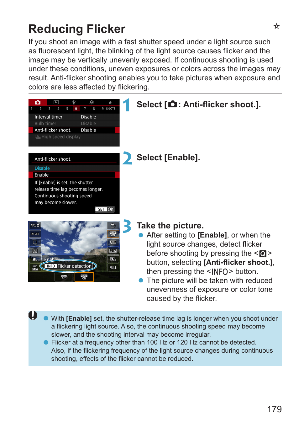 Reducing flicker, Nreducing flicker | Canon EOS RP Mirrorless Camera User Manual | Page 179 / 612