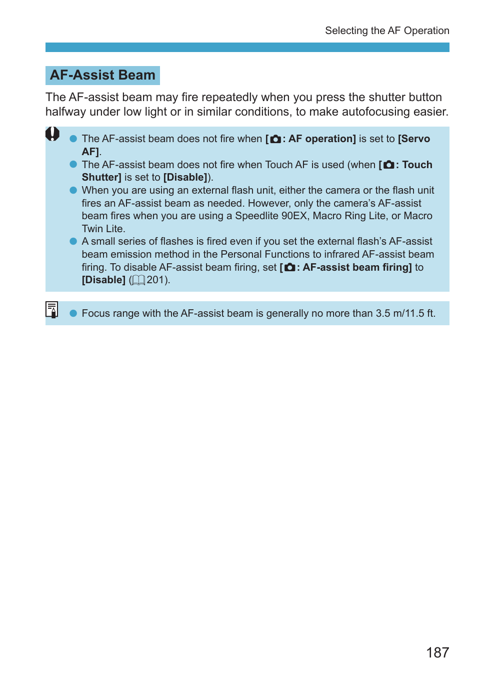 Af-assist beam | Canon EOS RP Mirrorless Camera User Manual | Page 187 / 612