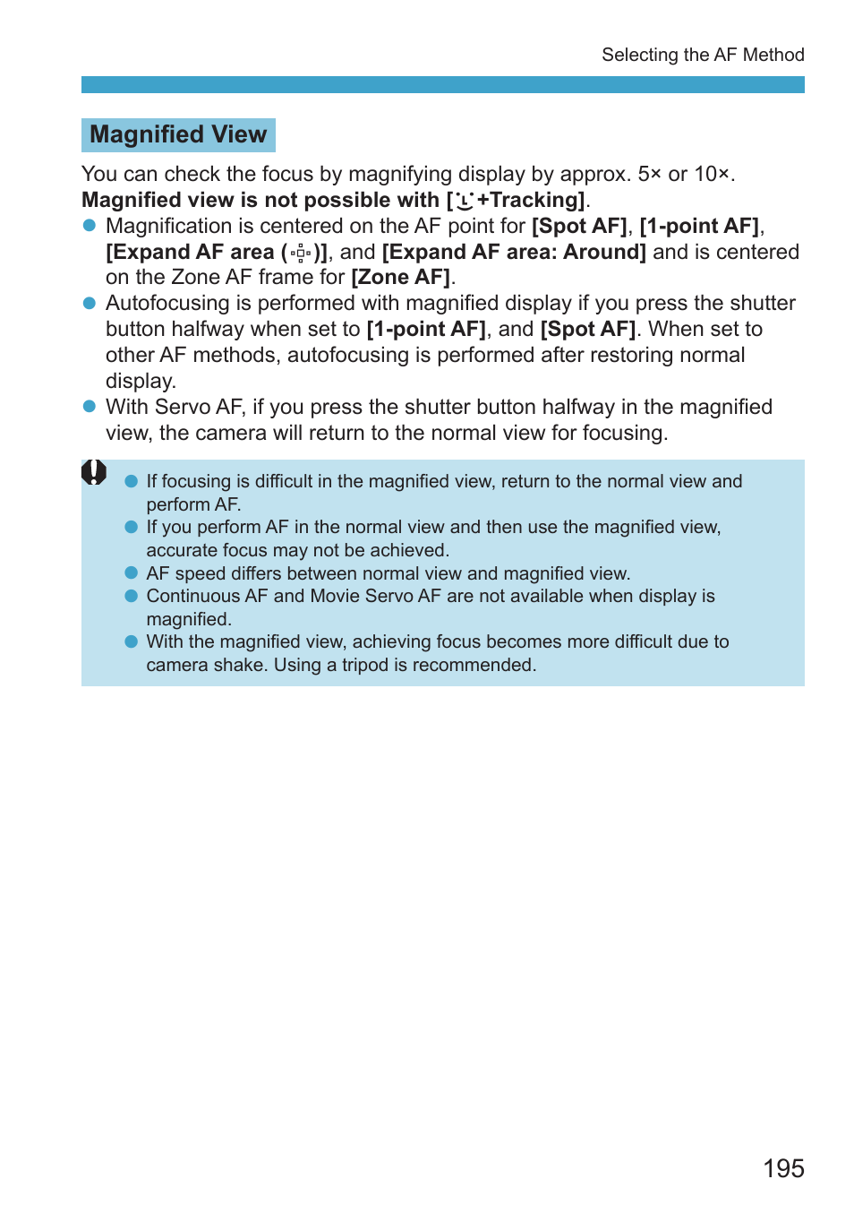 Magnified view | Canon EOS RP Mirrorless Camera User Manual | Page 195 / 612
